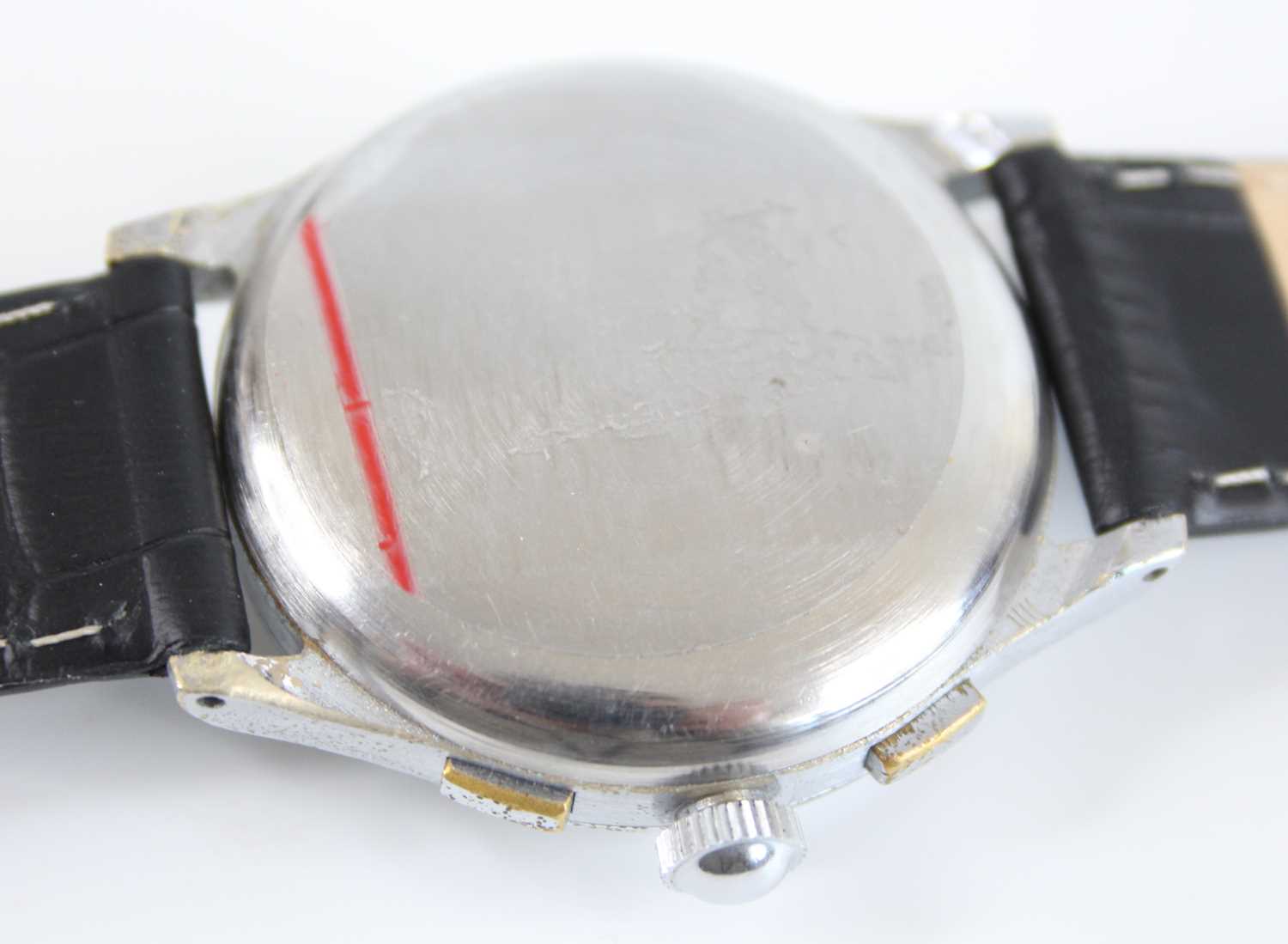 A steel Leonidas manual wind military chronograph wristwatch, having round cream dial and sub - Image 6 of 6