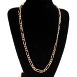 A 9ct gold figaro link neck chain, sponsor RJ, 44g, length 53cm In excellent condition with no