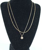 A modern 9ct gold square belcher link neck chain, 46cm; together with another similar having 9ct