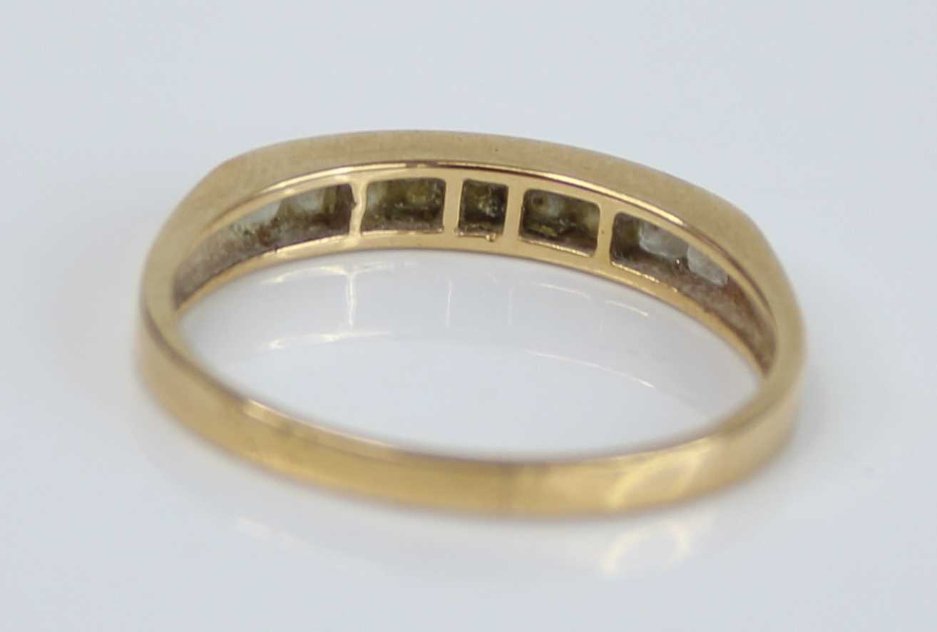 A modern 18ct gold diamond half hoop ring, arranged as seven channel set princess cuts, total - Image 4 of 7