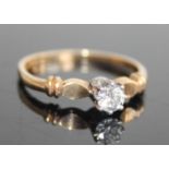 A 9ct gold diamond solitaire ring, the claw set round brilliant weighing approx 0.2 carats, 1.7g,