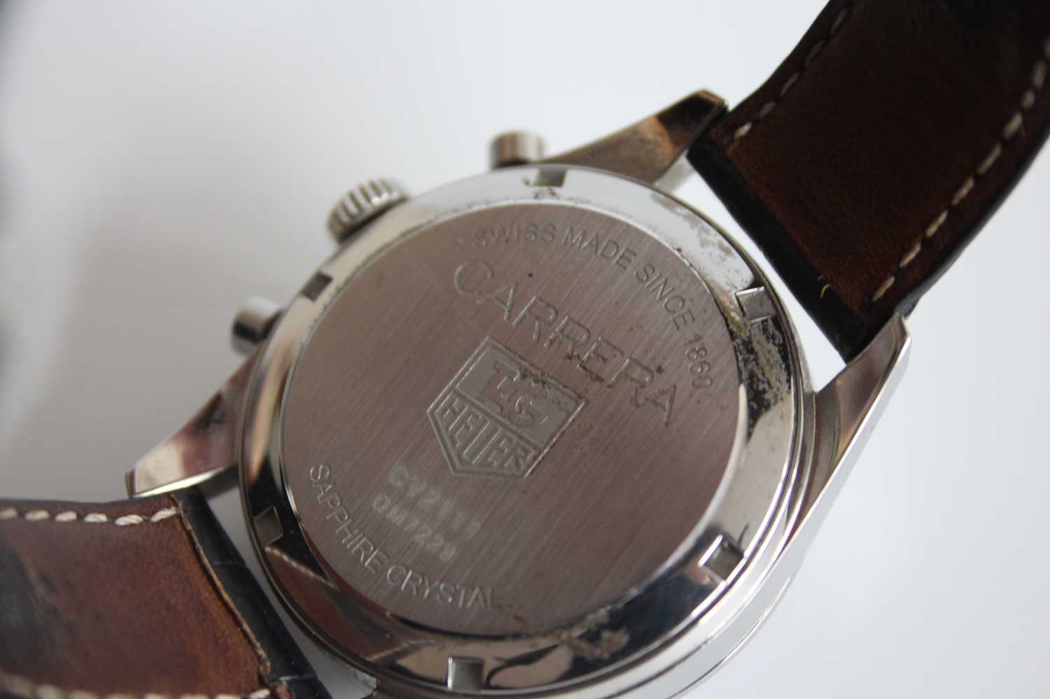 A stainless steel Tag Heuer Carrera automatic wristwatch with round black baton dial and sub dials - Image 6 of 7