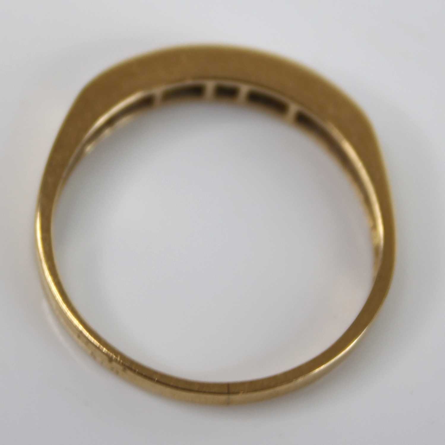 A modern 18ct gold diamond half hoop ring, arranged as seven channel set princess cuts, total - Image 6 of 7