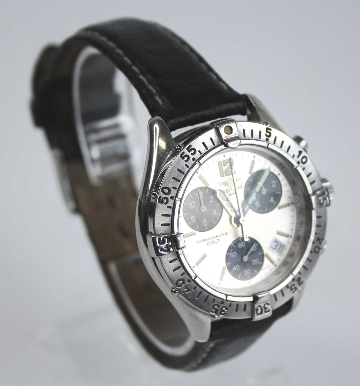 A Breitling Colt chronograph stainless steel gent's wristwatch, ref. A53035, No.17408, signed - Image 2 of 6