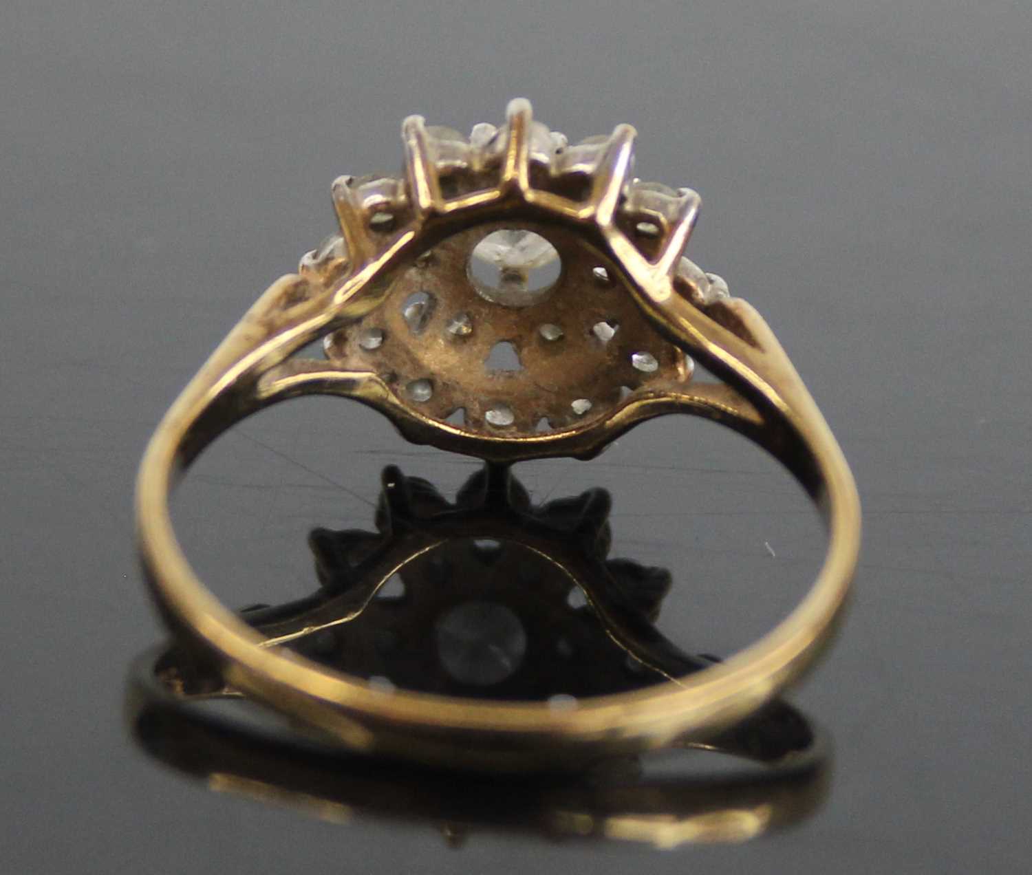 A 9ct yellow and white gold diamond circular cluster ring, comprising 19 round brilliant cut - Image 4 of 7