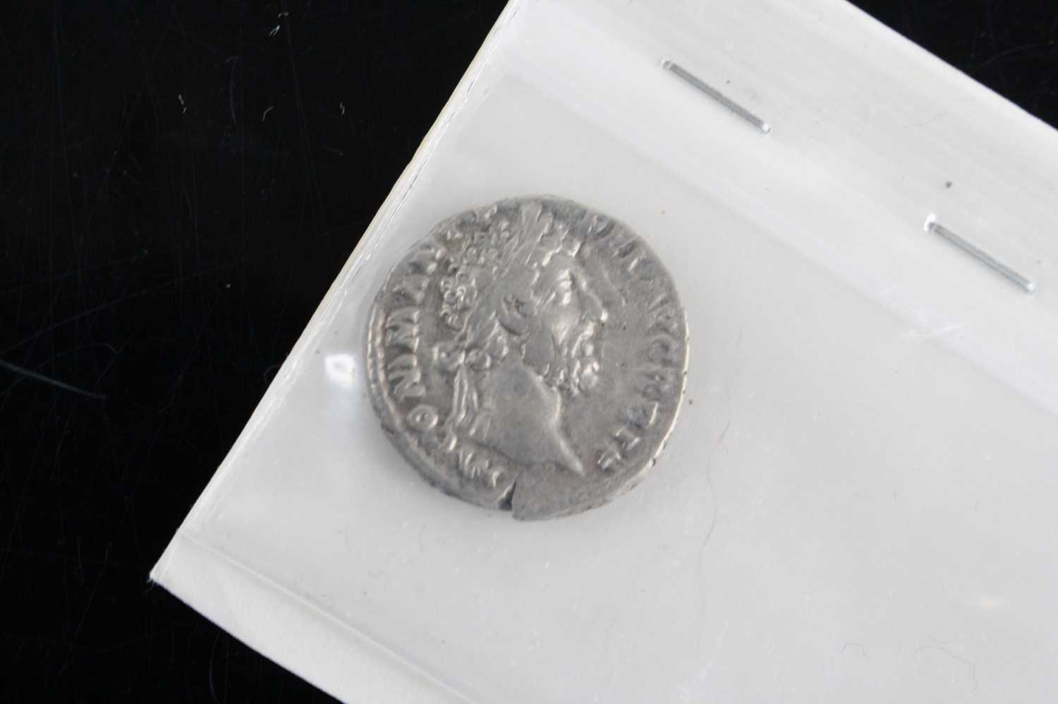 Roman Empire, Commodus (177-192), silver denarius, obv: laureate bust right, rev: Jupiter, naked - Image 2 of 3