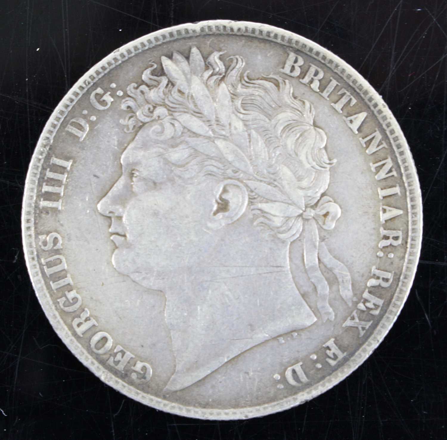 Great Britain, 1823 half crown, George IIII laureate bust, 2nd rev; crowned shield within garter