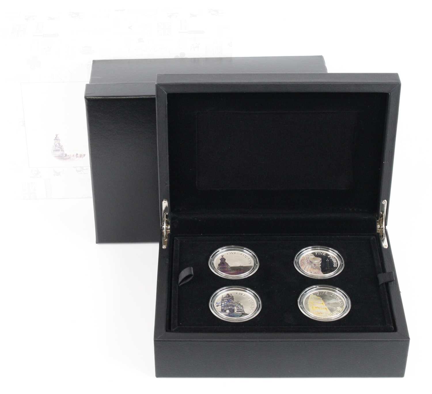 United Kingdom, The Royal Mint, A Portrait of Britain, 2014 £5 Silver Coin Set, four silver £5 coins