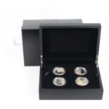 United Kingdom, The Royal Mint, A Portrait of Britain, 2014 £5 Silver Coin Set, four silver £5 coins