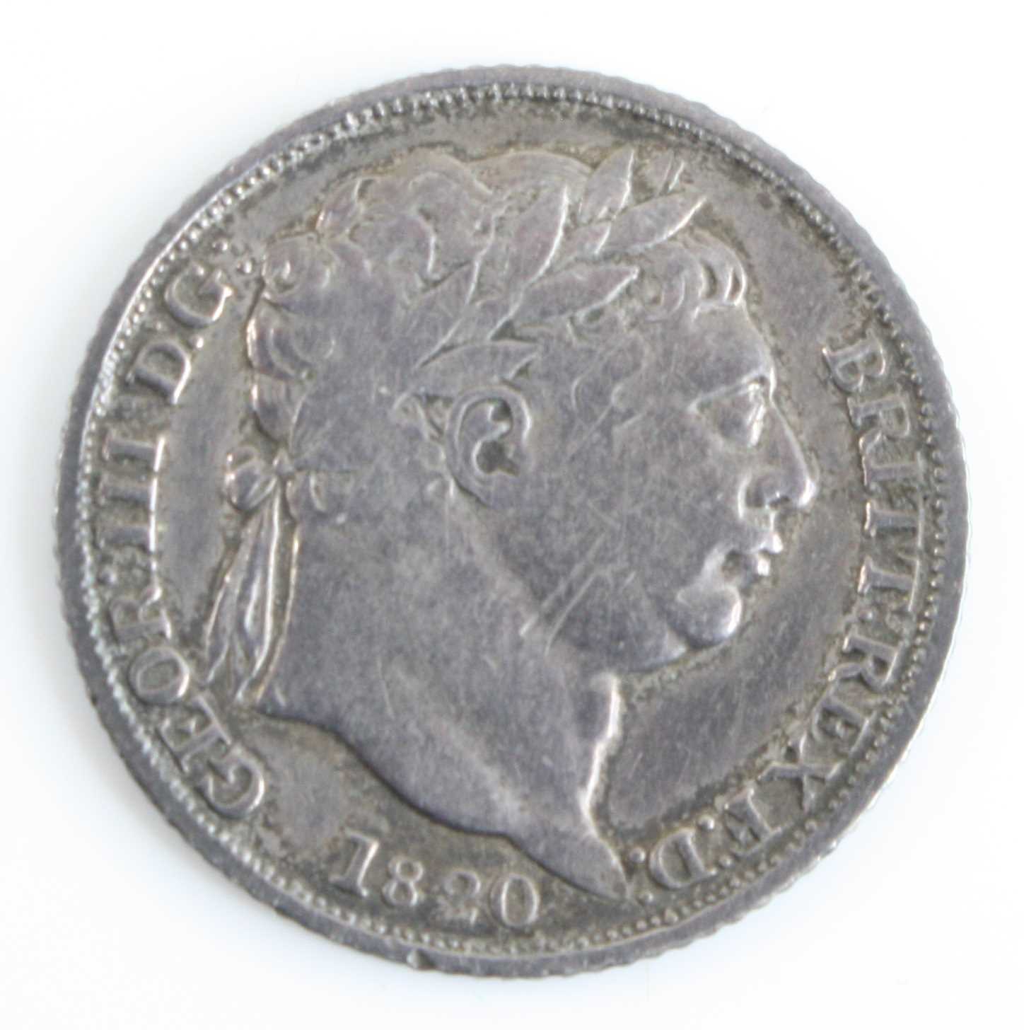 Great Britain, 1820 sixpence, George III laureate bust above date, rev: crowned quartered shield - Image 3 of 8