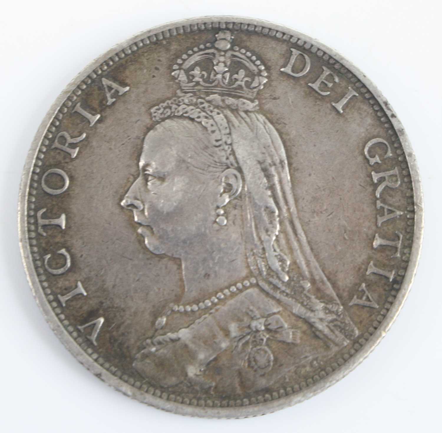 Great Britain, 1890 florin, Victoria jubilee bust, rev: crowned quartered shield, sceptres in