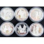 The Royal Mint, Golden Wedding Anniversary Silver Collection, six silver proof coins to include