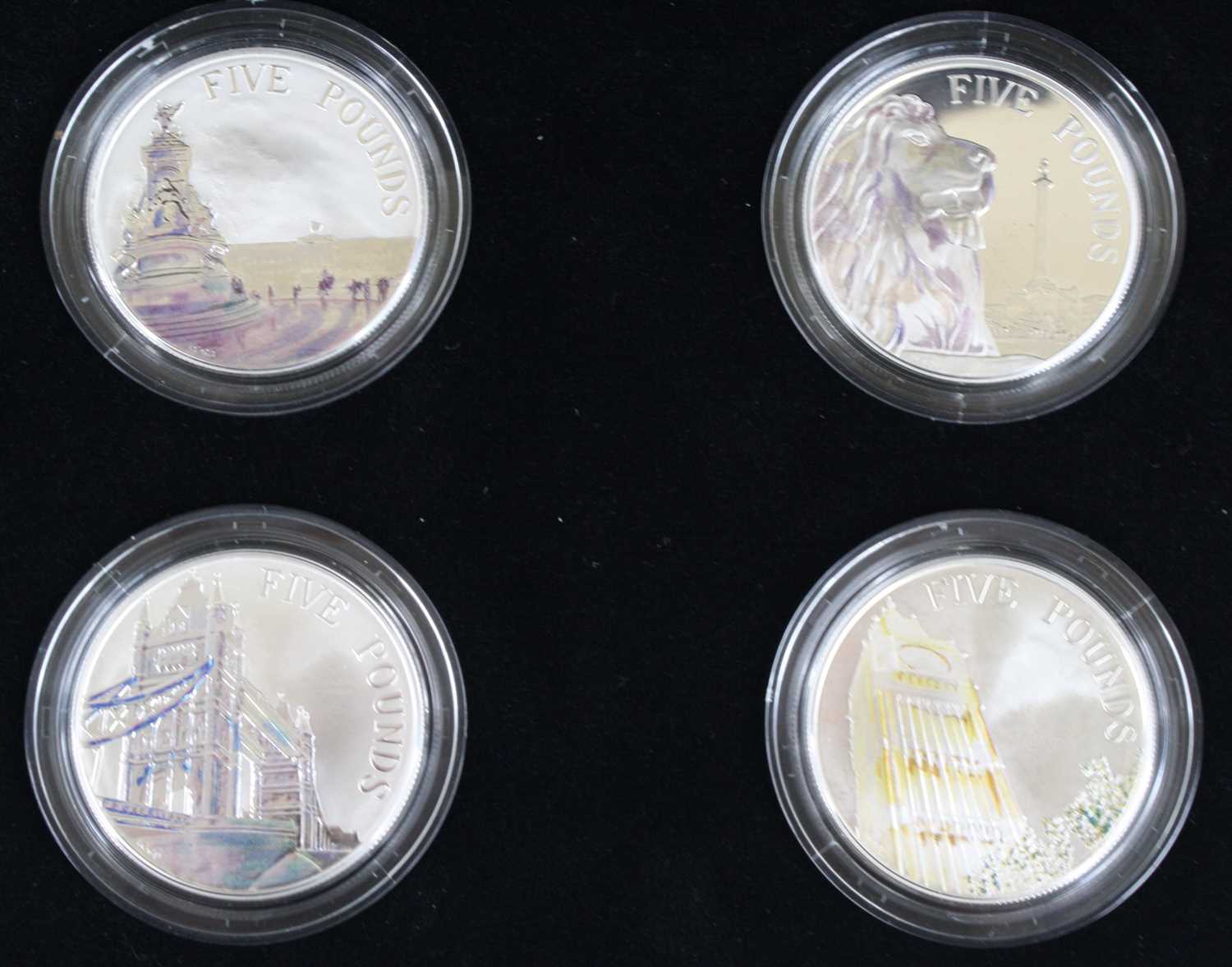 United Kingdom, The Royal Mint, A Portrait of Britain, 2014 £5 Silver Coin Set, four silver £5 coins - Image 2 of 2