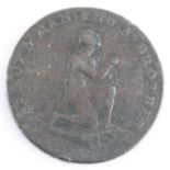 Great Britain, a late 18th century Anti-Slavery halfpenny token, obv: image of a kneeling slave