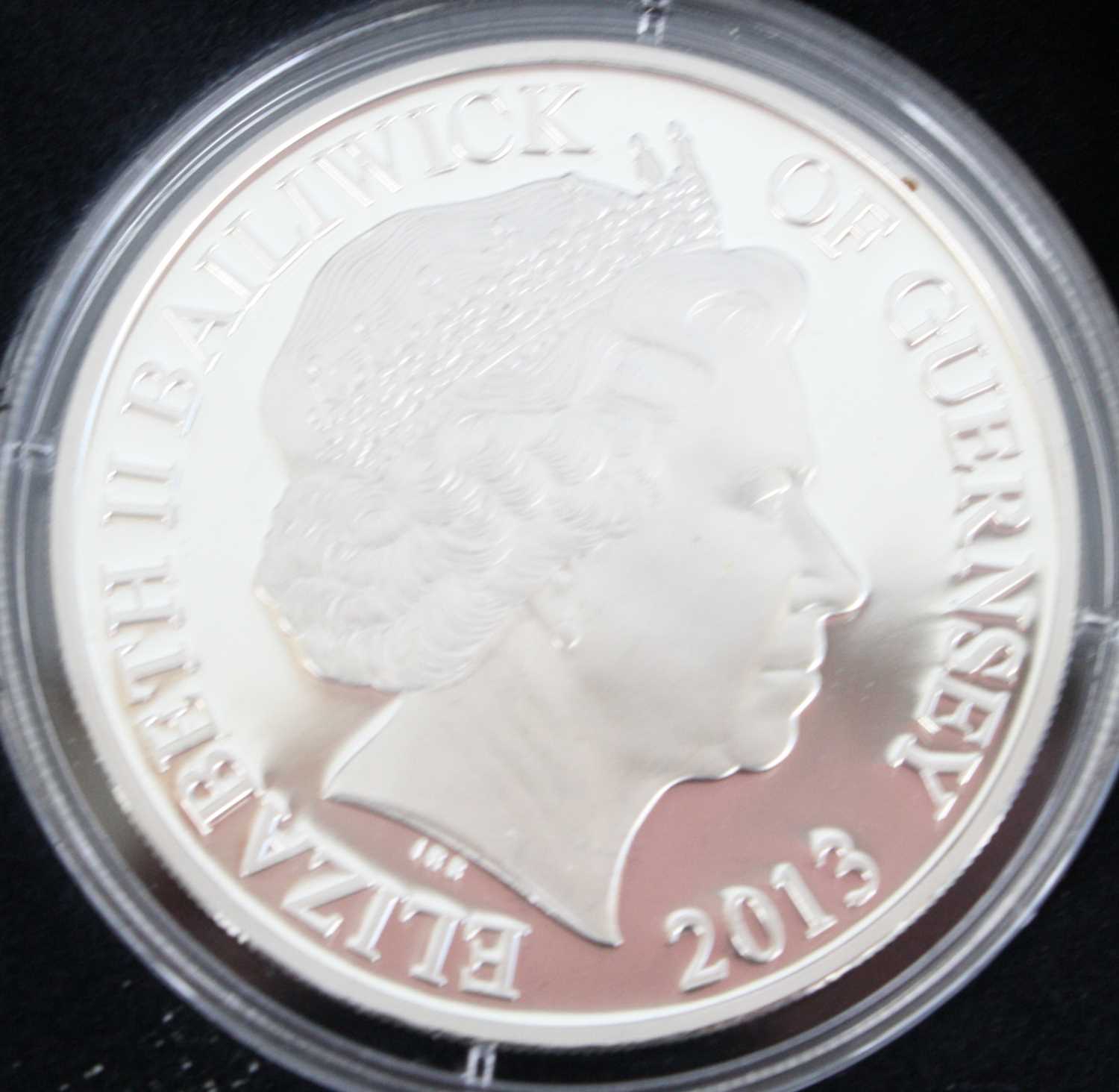 Bailiwick of Guernsey, 2016 Her Majesty The Queen's 90th Birthday Silver Proof £5, obv: crowned - Image 4 of 5