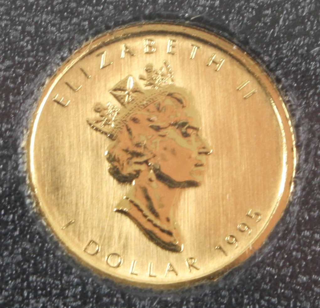 Canada, 1995 The Gold Maple Leaf One Dollar, obv: Elizabeth II above denomination and date, rev: - Image 2 of 3