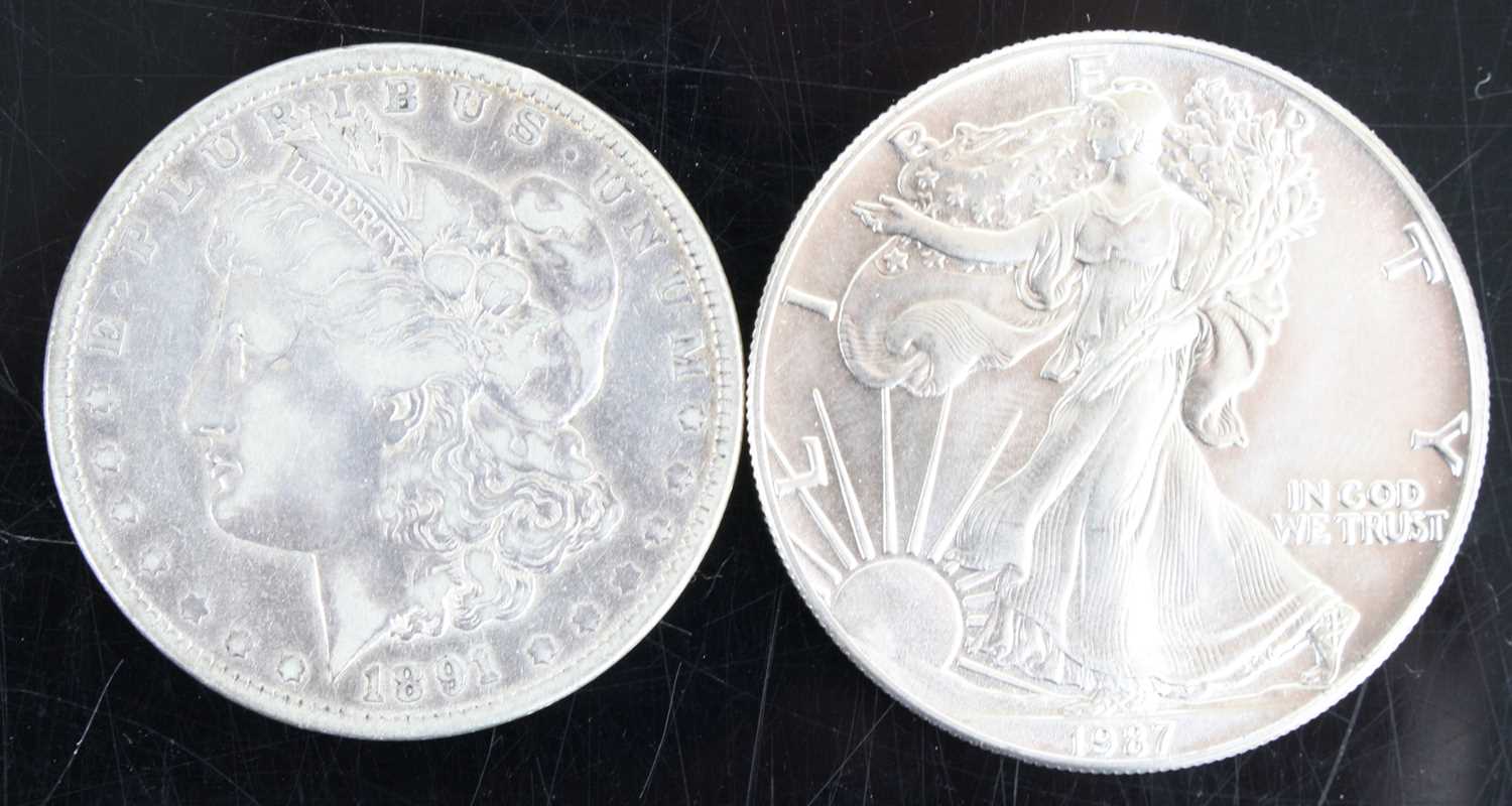 United States of America, 1891 Morgan dollar, obv: Liberty bust facing left, rev: eagle holding