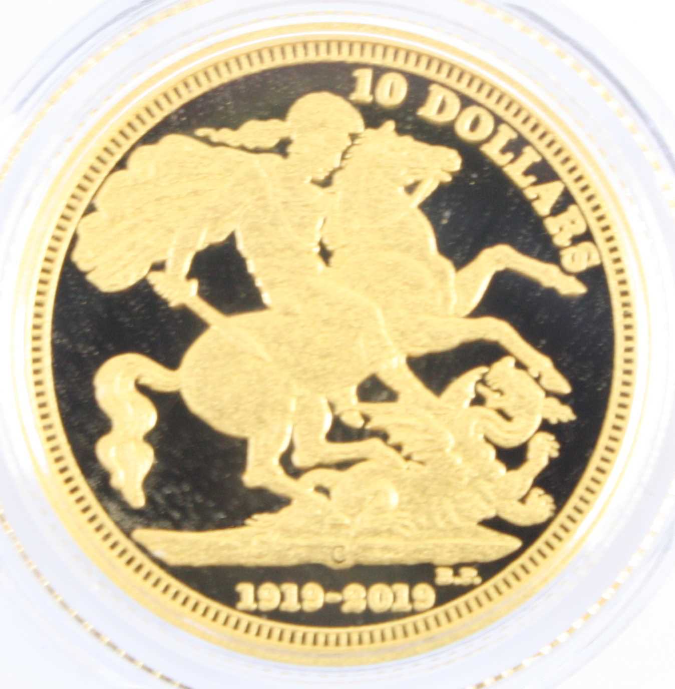 Royal Canadian Mint, Canada 2019 Centenary Gold Proof Sovereign, obv: Elizabeth II, rev: St George - Image 3 of 3