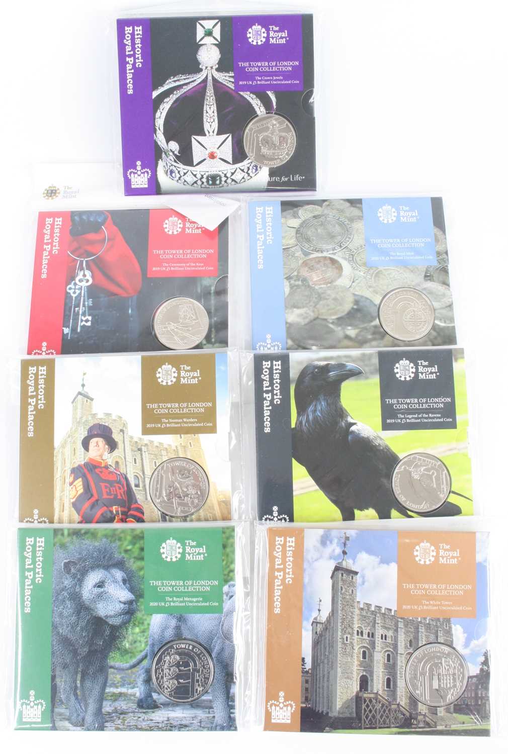 United Kingdom, The Royal Mint, The Tower of London Coin Collection, eight Brilliant Uncirculated £5 - Image 2 of 2