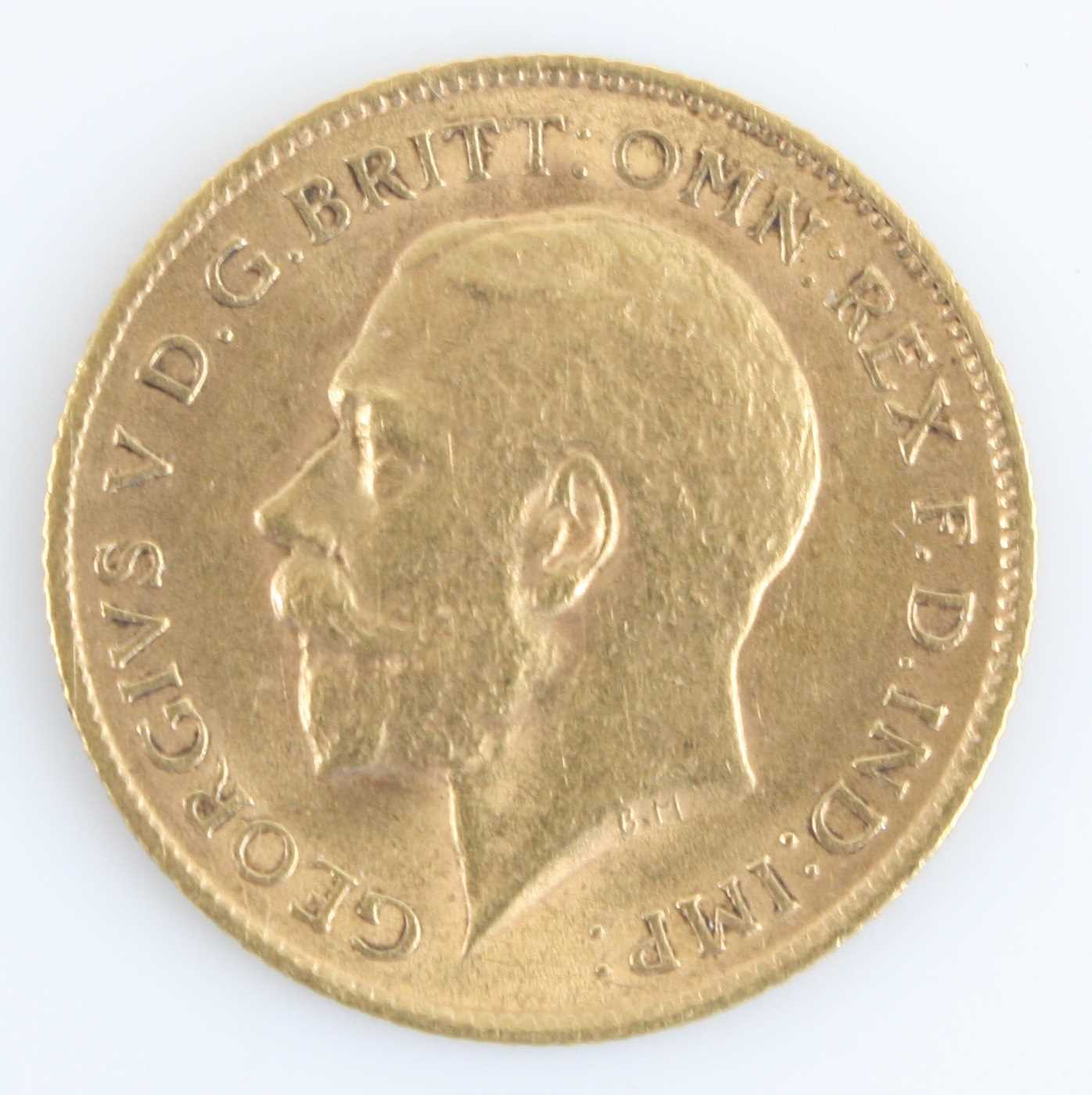 Great Britain, 1911 gold half sovereign, George V, rev: St George and Dragon above date. (1)