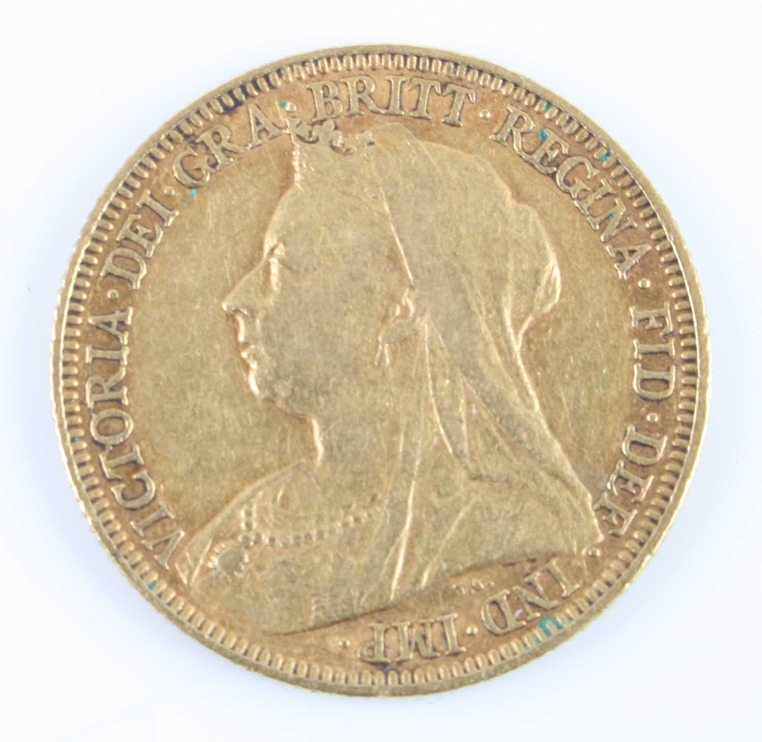 Great Britain, 1894 gold full sovereign, Victoria veiled bust, rev: St George and Dragon above