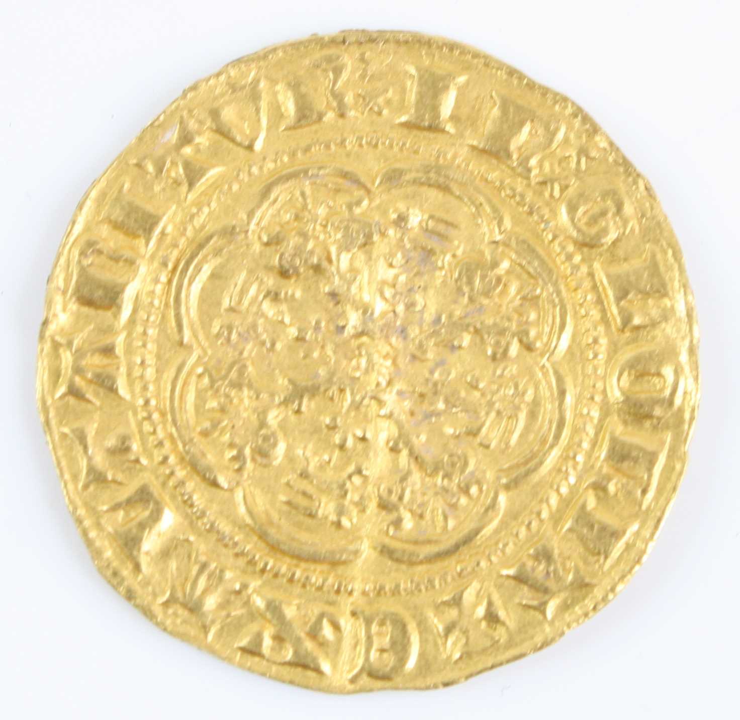 England, Edward III (1327-77), gold quarter noble, transitional treaty 1361 4th coinage, obv; - Image 2 of 2