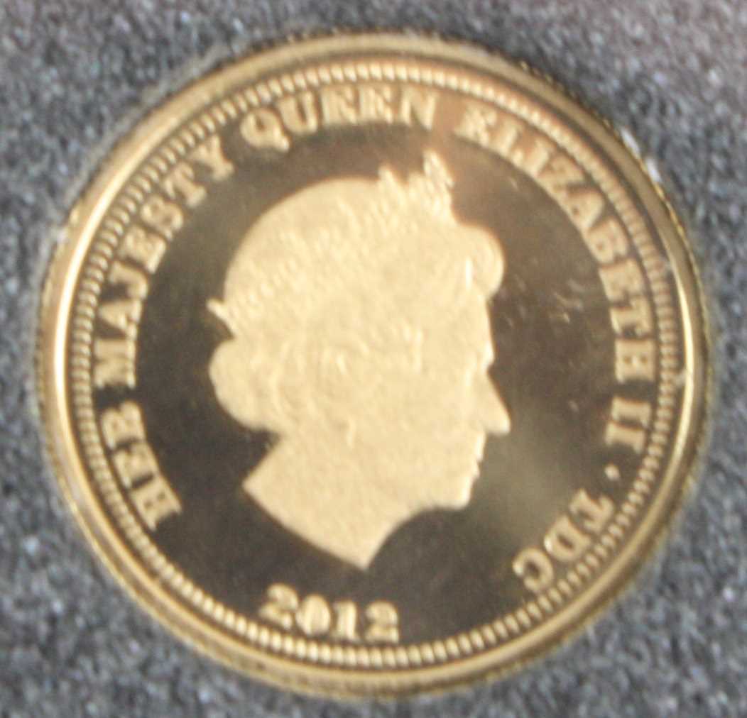 Tristan Da Cunha, The 2012 Diamond Jubilee Gold Quarter Sovereign, with certificate in - Image 2 of 3