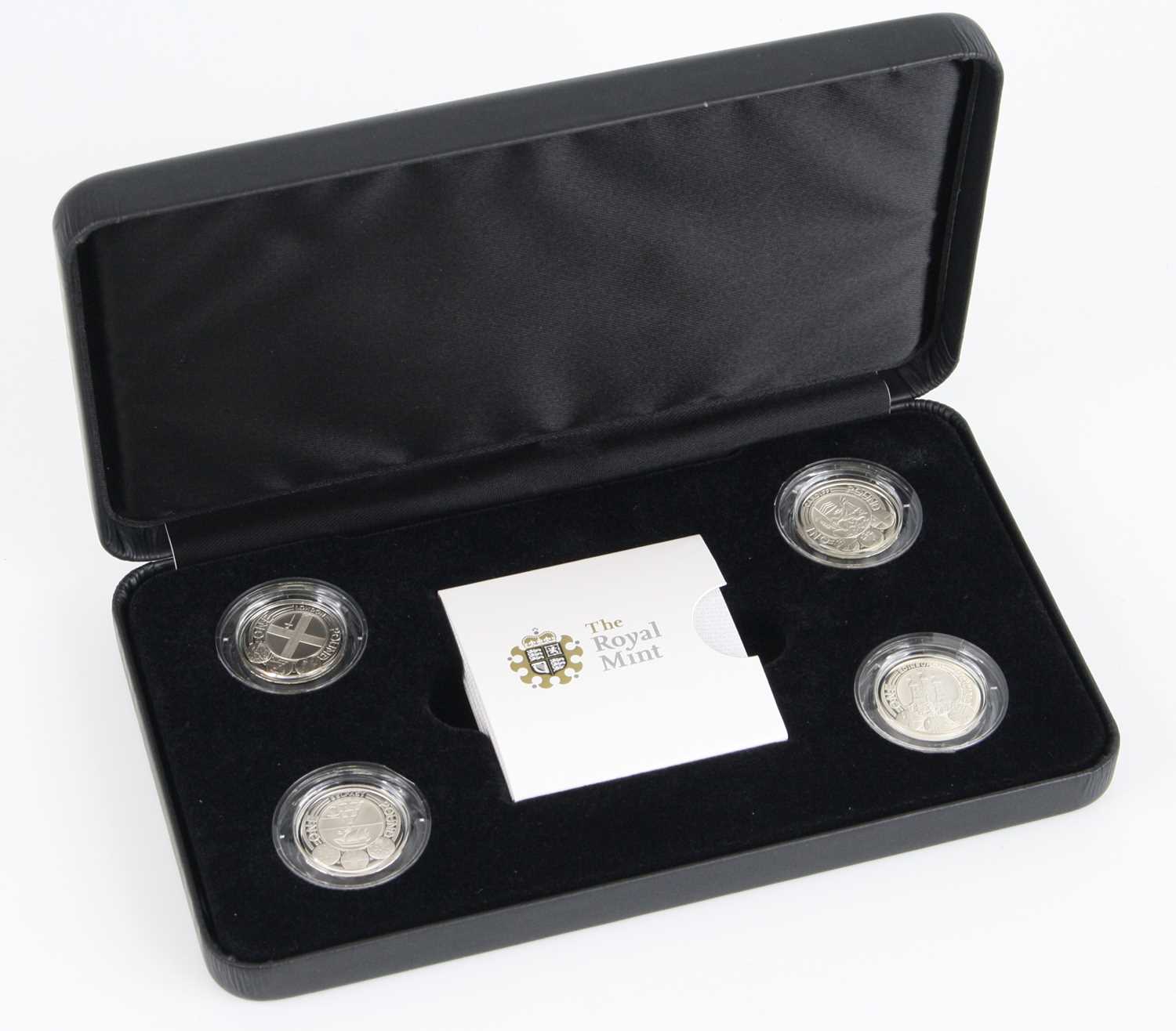 United Kingdom, The Royal Mint, a collection of four Piedfort Silver Proof £1 coins to include