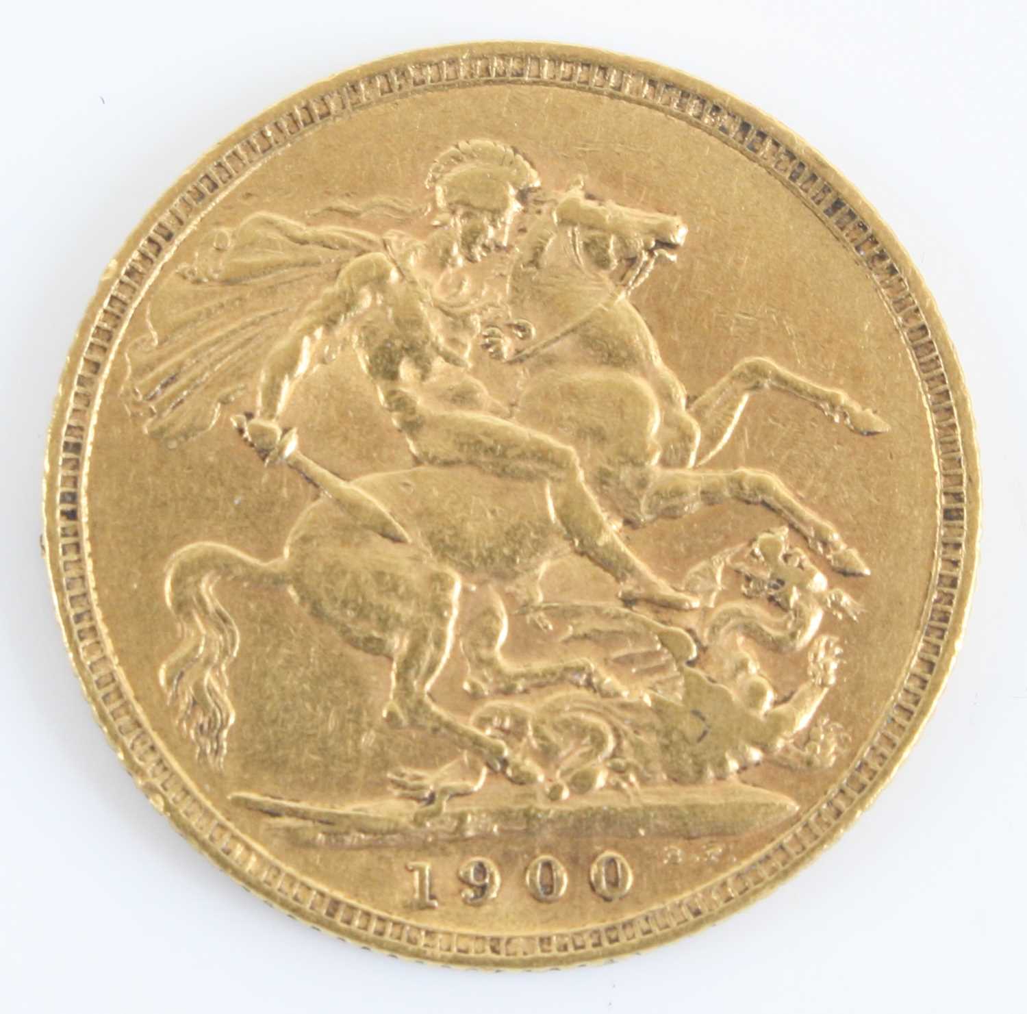 Great Britain, 1900 gold full sovereign, Victoria veiled bust, rev: St George and Dragon above date. - Image 2 of 2