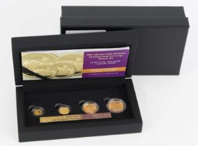 Hattons of London, 2021 Queen's 95th Birthday 24 Carat Gold Sovereign Deluxe Set, four coins to