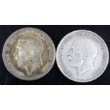 Great Britain, 1914 half crown, George V, rev: crowned quartered shield of arms within garter