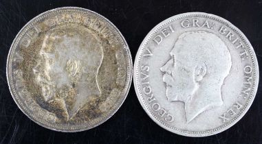 Great Britain, 1914 half crown, George V, rev: crowned quartered shield of arms within garter