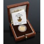 Great Britain, 1993 Britannia 1/10 oz gold proof ten pounds, Elizabeth II, rev: Britannia standing