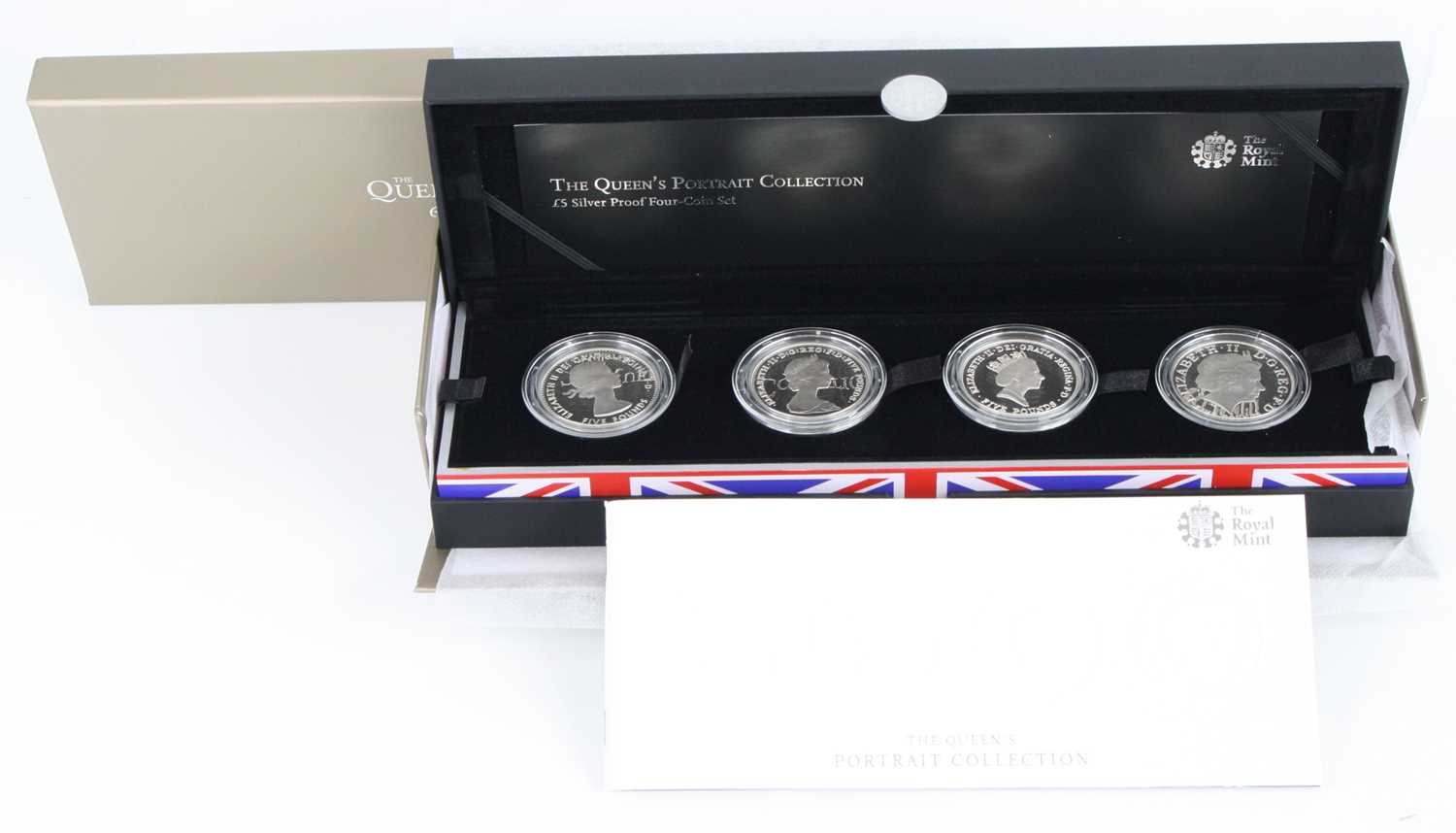 United Kingdom, The Royal Mint, 2013 The Queen's Portrait Collection £5 Silver Proof Four-Coin