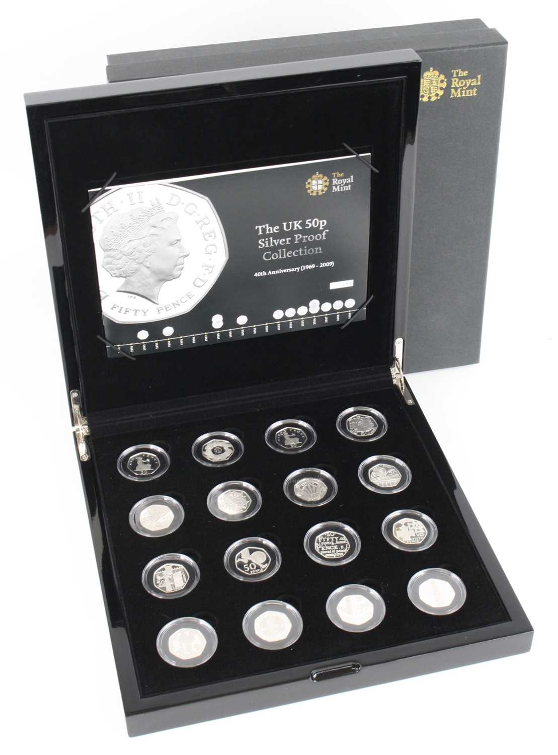 The Royal Mint, The UK 50p Silver Proof Collection, 40th Anniversary (1969-2009), a collection of