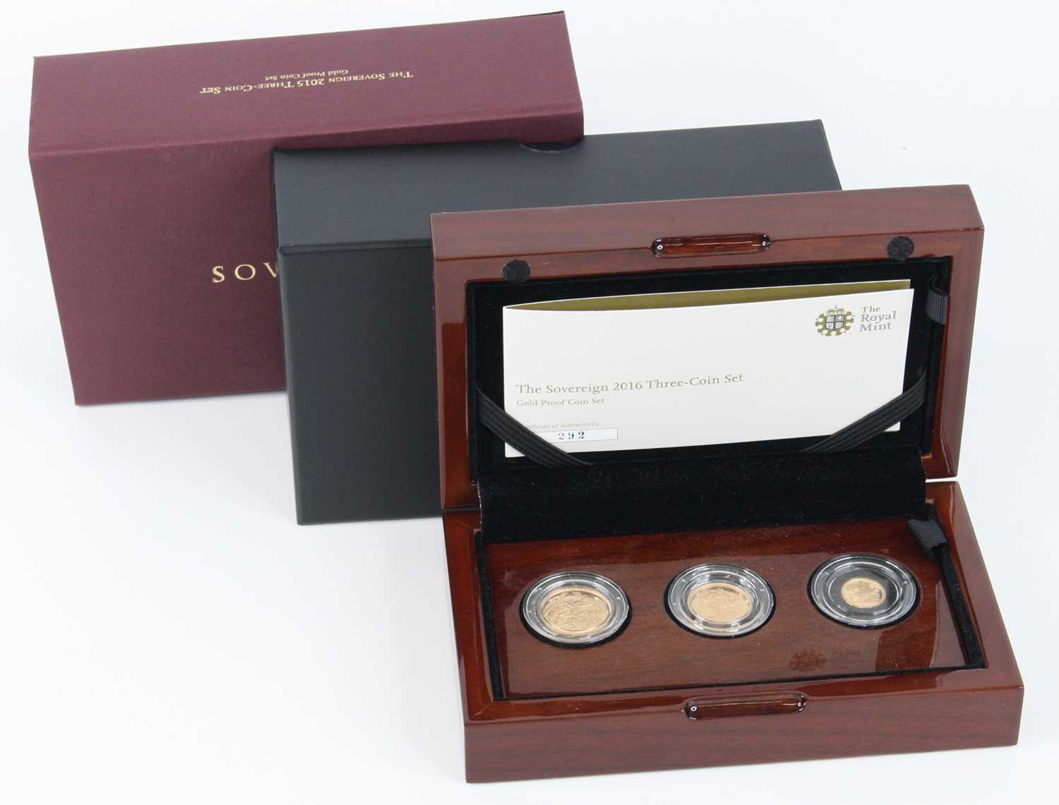 The Royal Mint, The 2016 Sovereign Collection Gold Proof Three-Coin Set, full, half and quarter