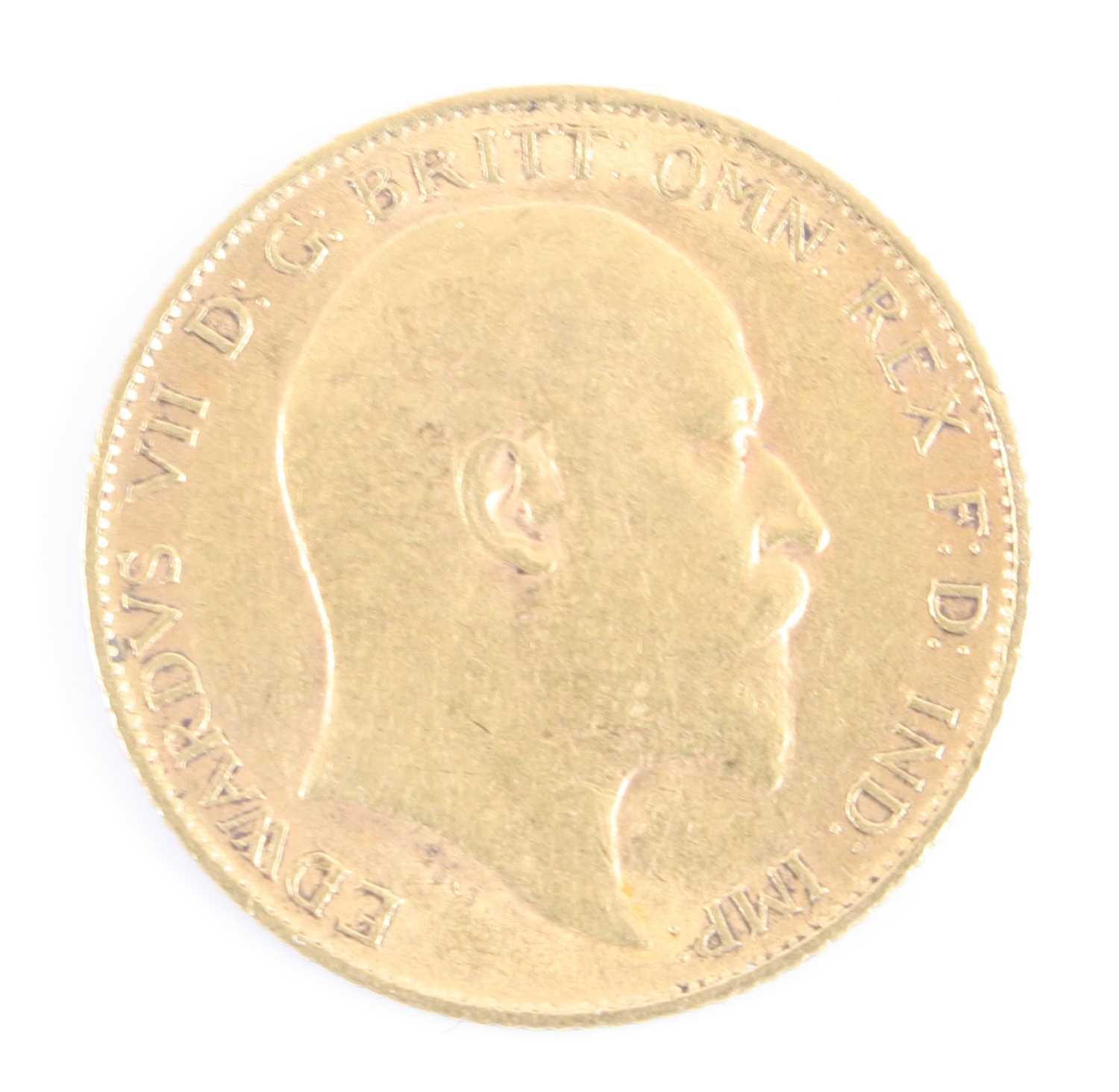 Great Britain, 1910 gold half sovereign, Edward VII, rev: St George and Dragon above date. (1)