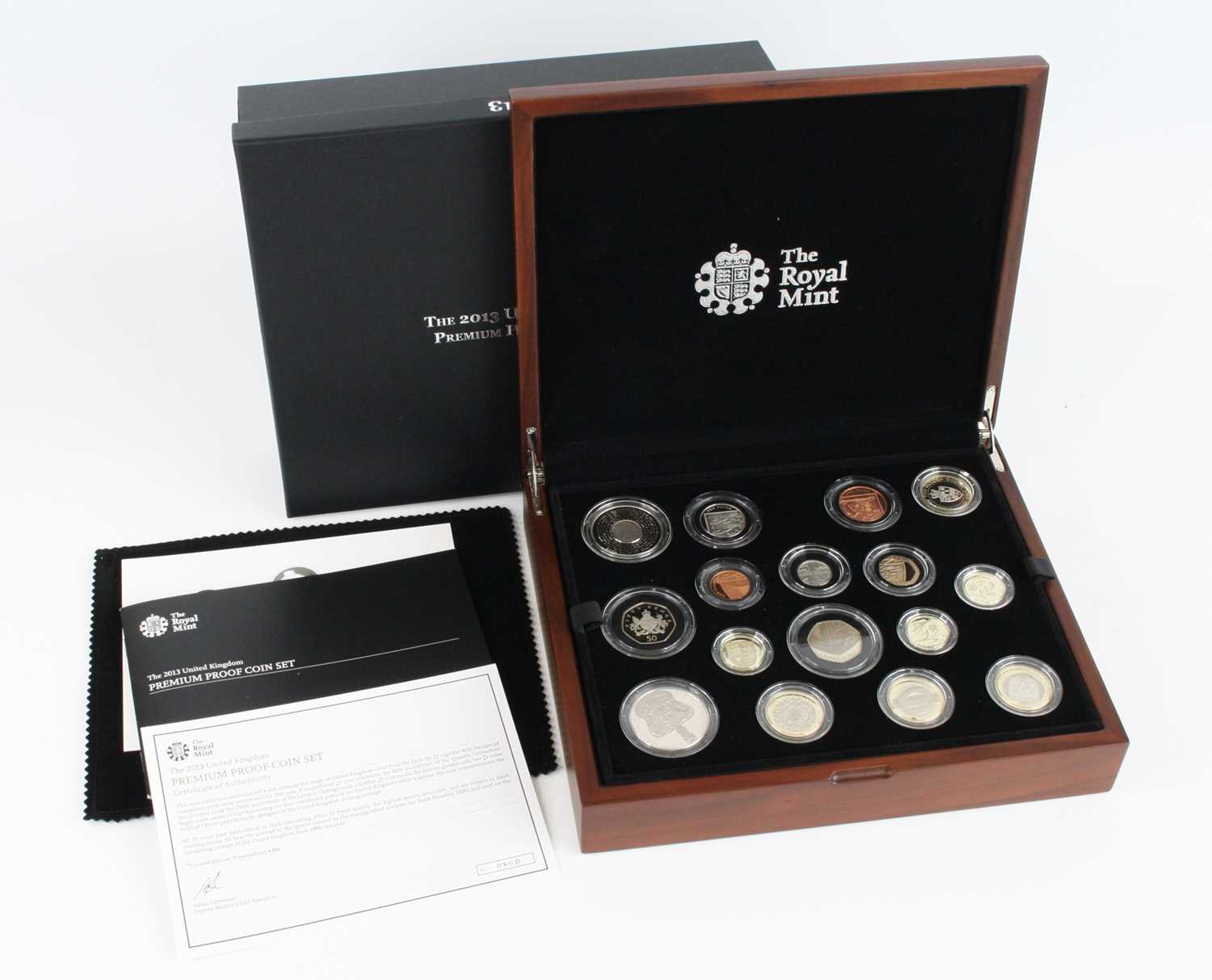 The Royal Mint, The 2013 United Kingdom Premium Proof Coin Set, a collection of fifteen proof