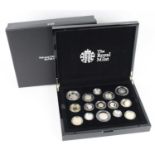 The Royal Mint, The 2013 United Kingdom Silver Proof Coin Set, fifteen coins five pounds to five