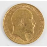 Great Britain, 1908 gold half sovereign, Edward VII, rev: St George and Dragon above date. (1)