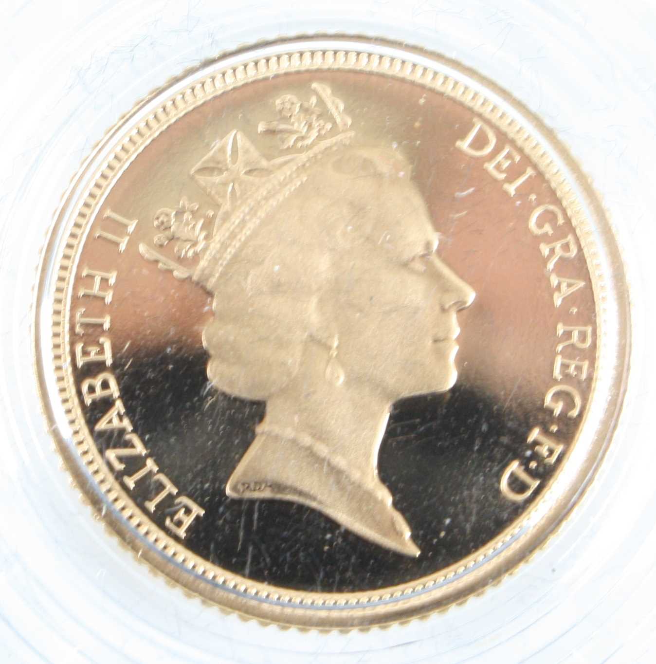 Great Britain, 1995 gold proof half sovereign, Elizabeth II, rev; St George and Dragon above date, - Image 2 of 3