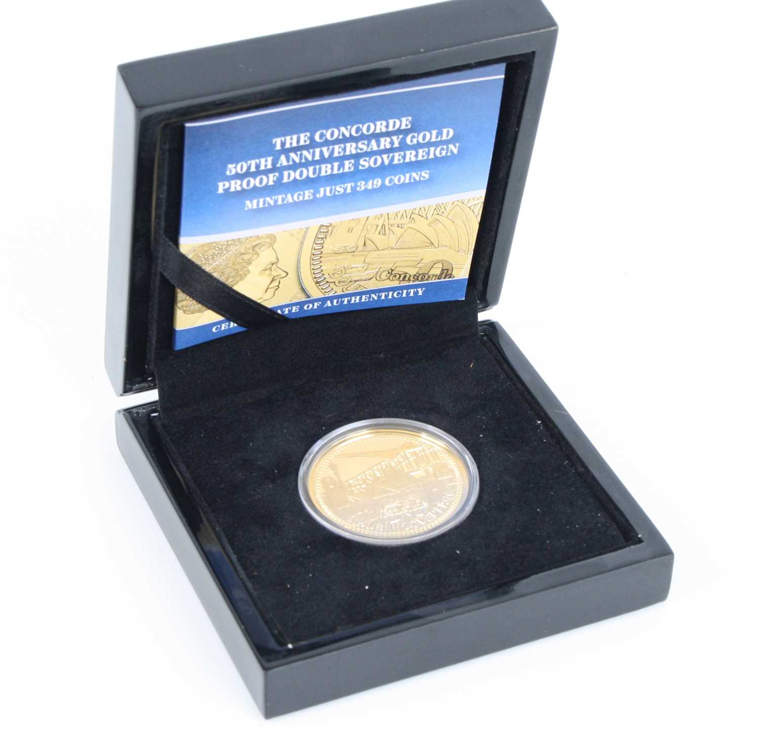 Gibraltar, 2019 The Concorde 50th Anniversary Gold Proof Double Sovereign, obv: Elizabeth II above