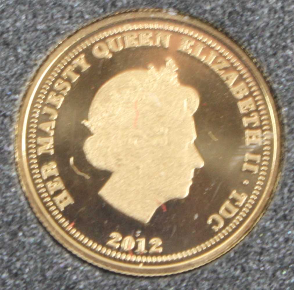 Tristan Da Cunha, The 2012 Diamond Jubilee Gold Quarter Sovereign, with certificate in - Image 2 of 3