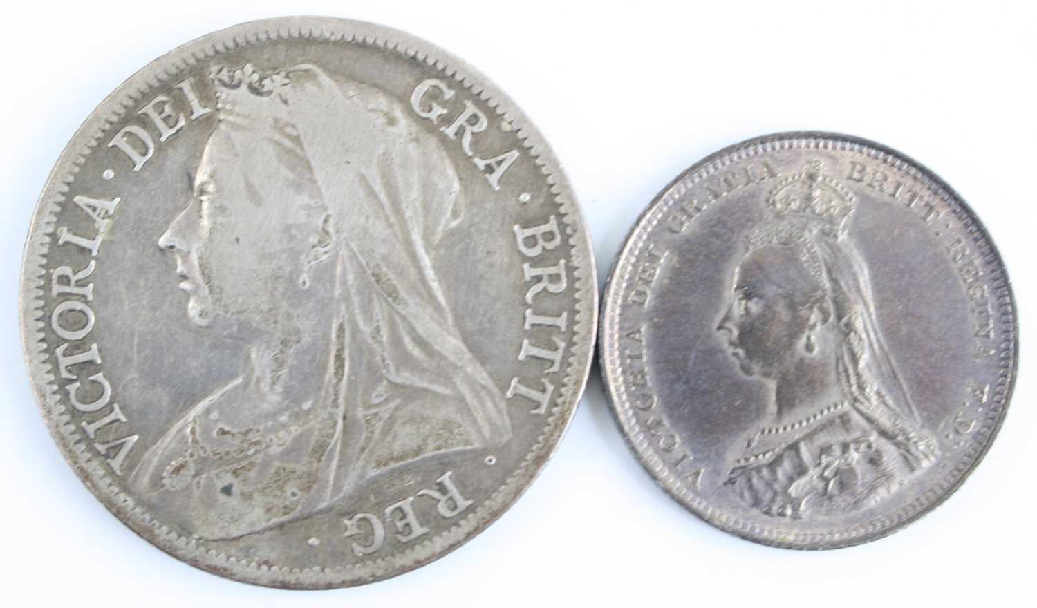 Great Britain, 1887 shilling, Victoria jubilee bust, rev: crowned quartered shield within garter and