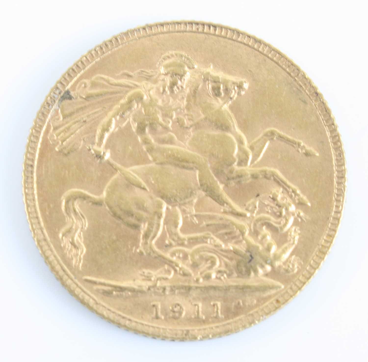 Great Britain, 1911 gold full sovereign, George V, rev: St George and Dragon above date. (1) - Bild 2 aus 2