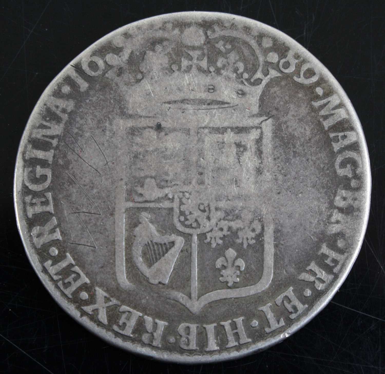 Great Britain, 1689 half crown, William and Mary co-joined busts, rev; crowned quartered shield, - Image 2 of 2