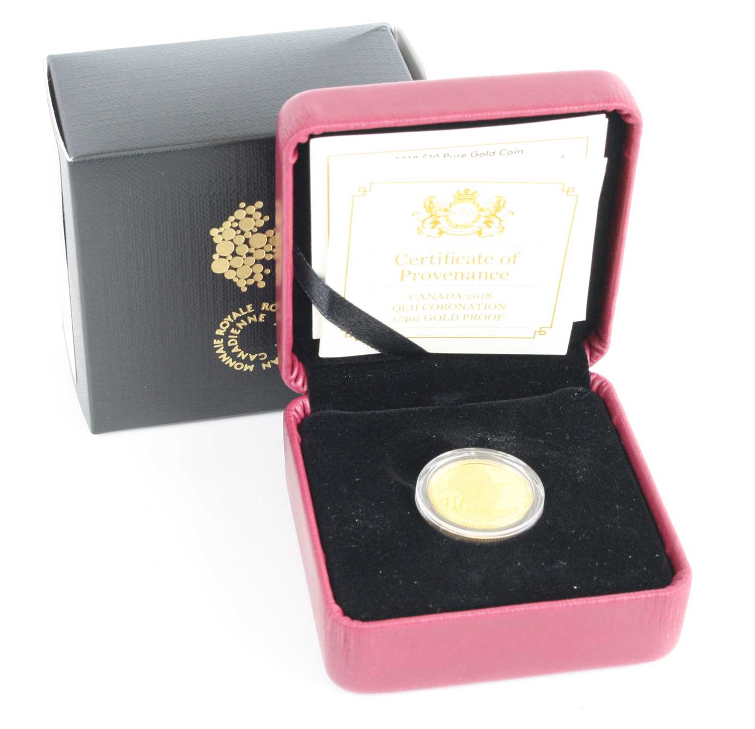 Royal Canadian Mint, Canada 2018 QE II Coronation 1/4oz Gold Proof Coin, obv: Elizabeth II, rev: