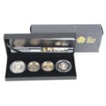 United Kingdom, The Royal Mint, The 2009 Silver Proof Piedfort Four Coin Collection, five pounds