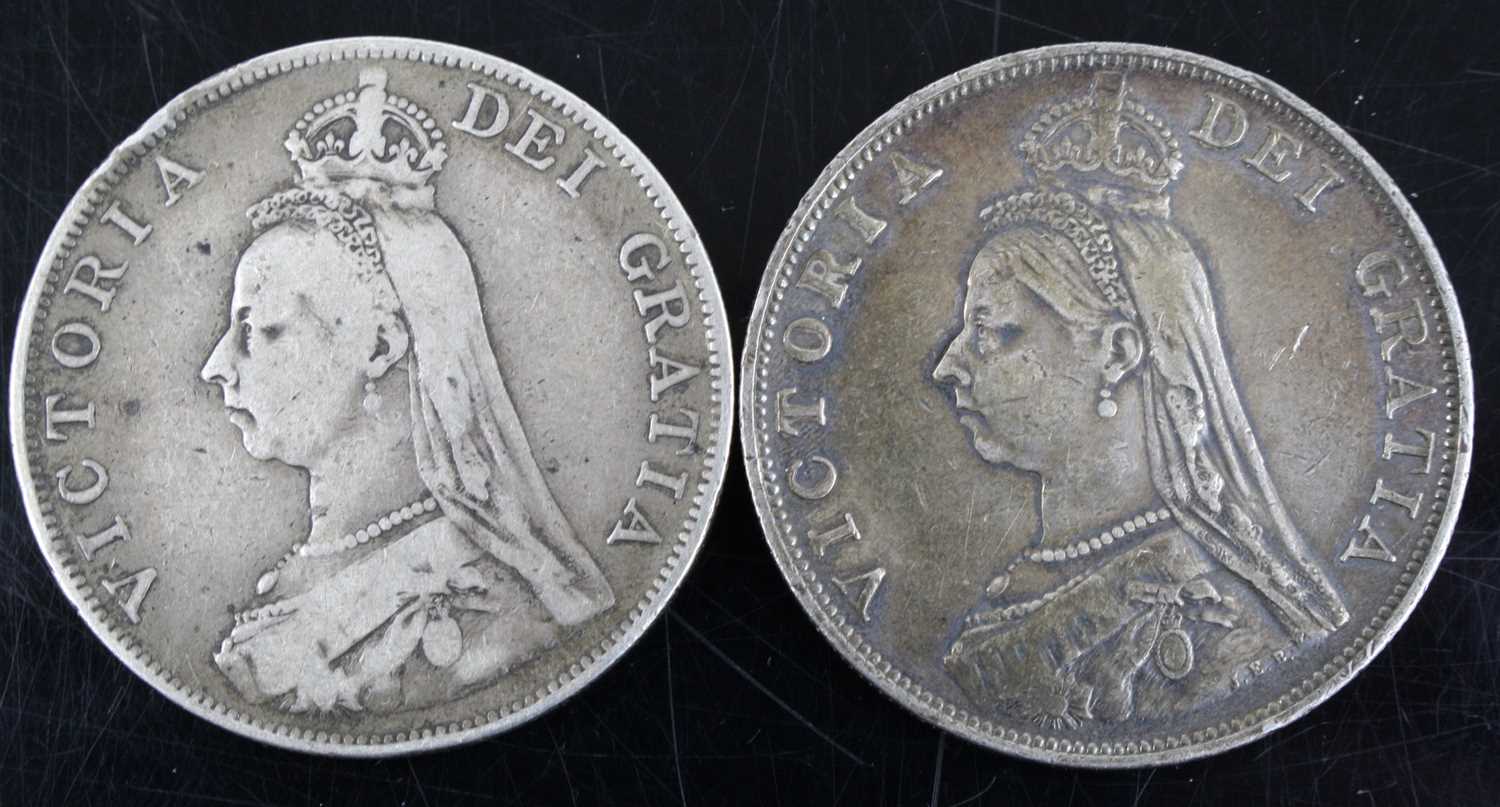 Great Britain, 1889 double florin, Victoria jubilee bust, rev: crowned quartered shields, sceptres