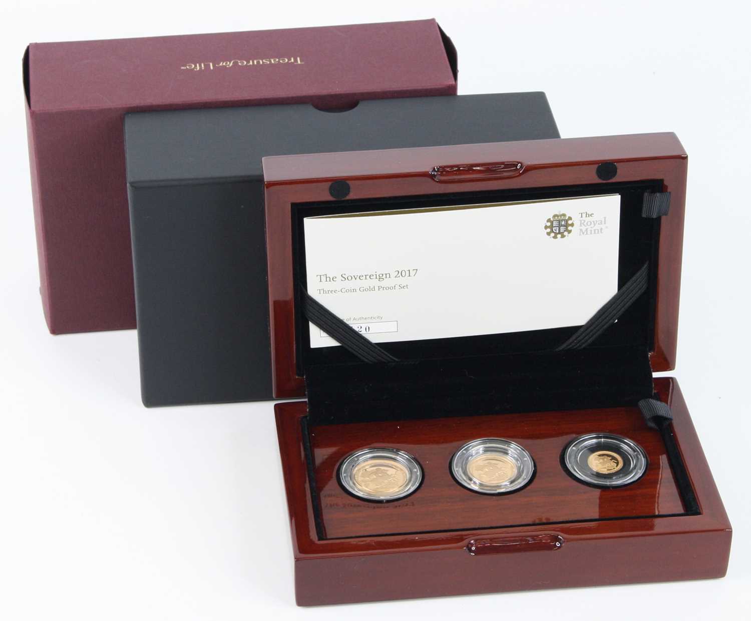 The Royal Mint, The 2017 Sovereign Collection Gold Proof Three-Coin Set, full, half and quarter